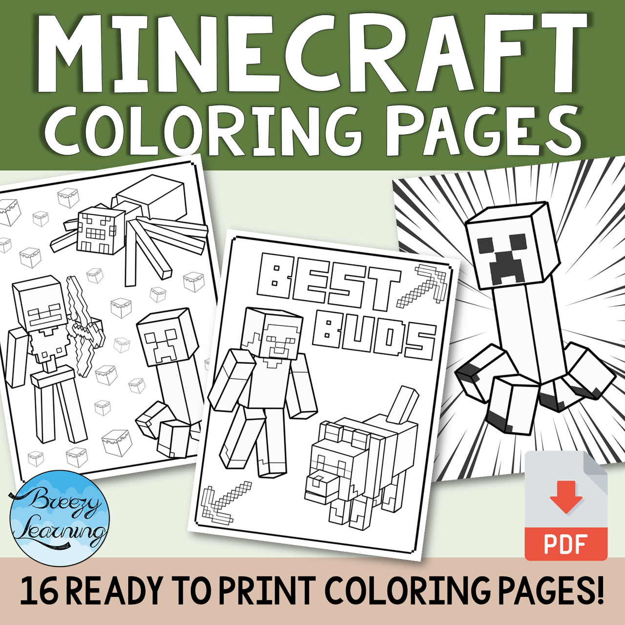 Coloring pages minecraft themed