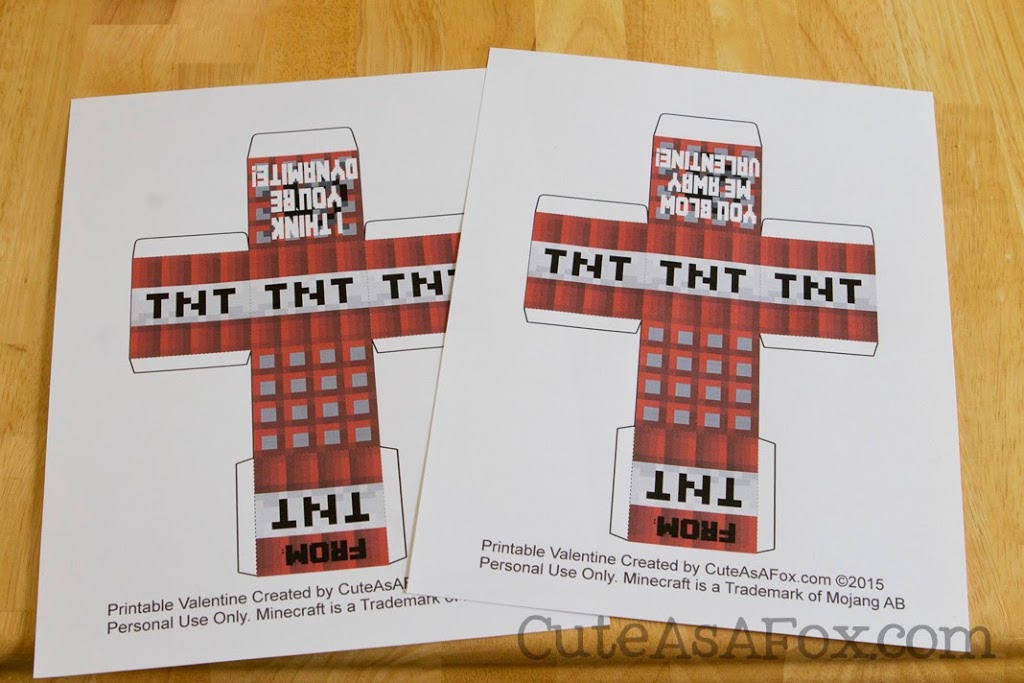 Minecraft tnt box valentines â free printable