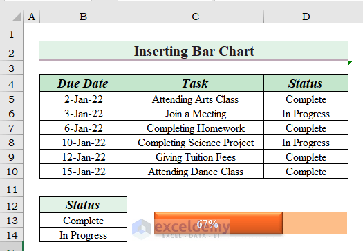 Excel to do list with progress tracker suitable examples