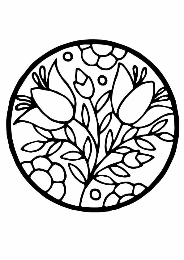 The flowers in a circle coloring page coloring pages coloring sheets mandala coloring pages