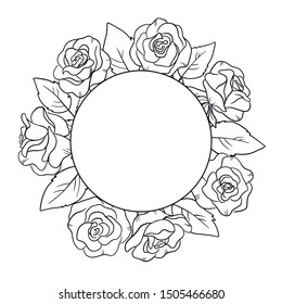 Vector circle wreath frame coloring book stock vector royalty free