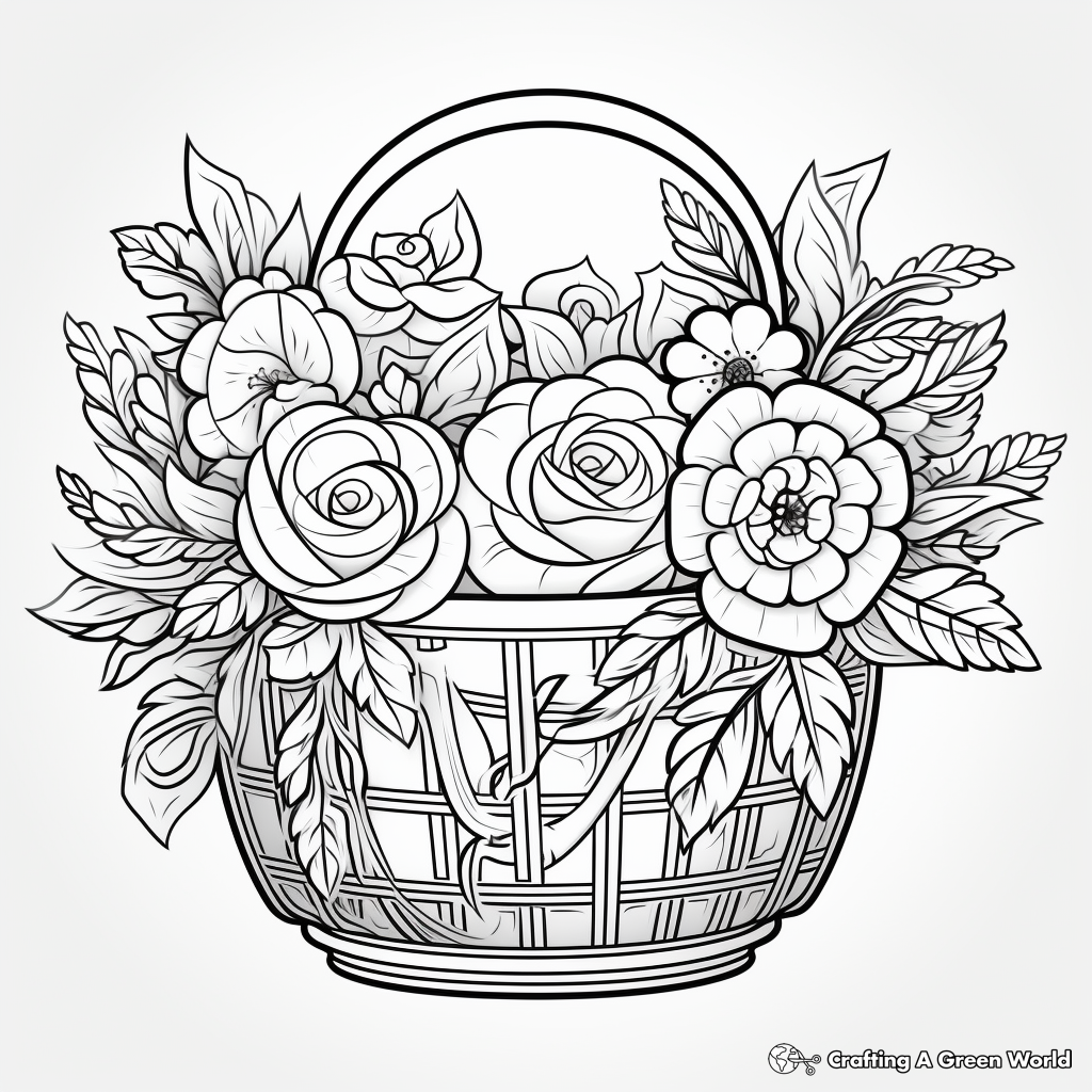 Flower basket coloring pages