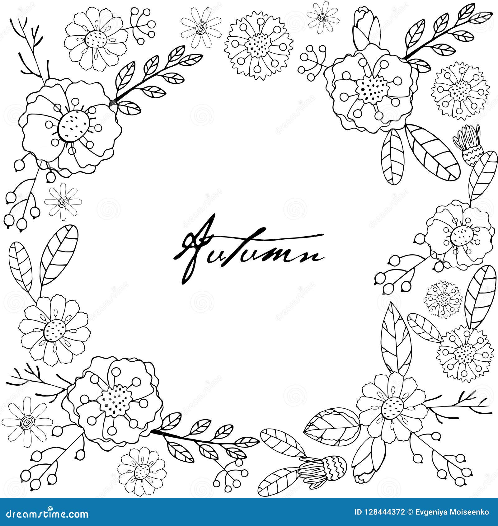 Floral circle made of elements coloring book stock vector