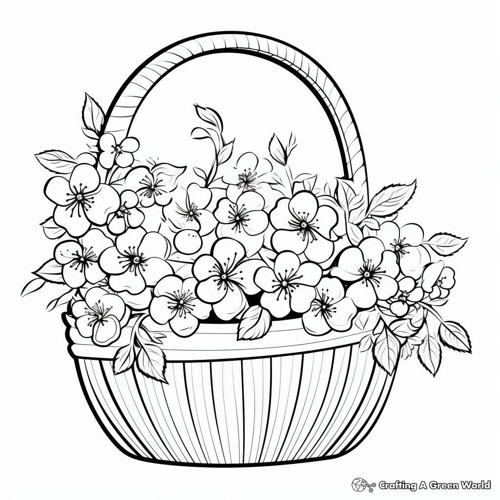 Flower basket coloring pages