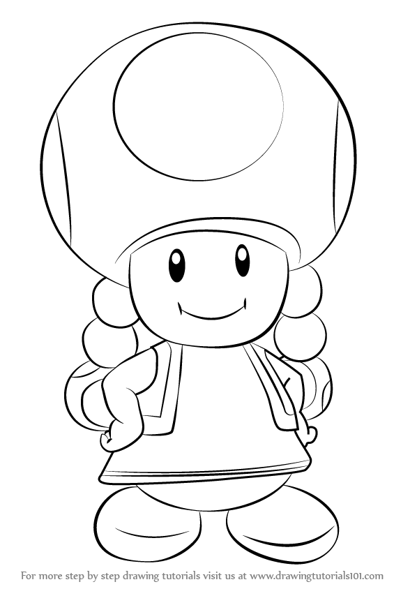 How to draw toadette from super mario super mario step by step