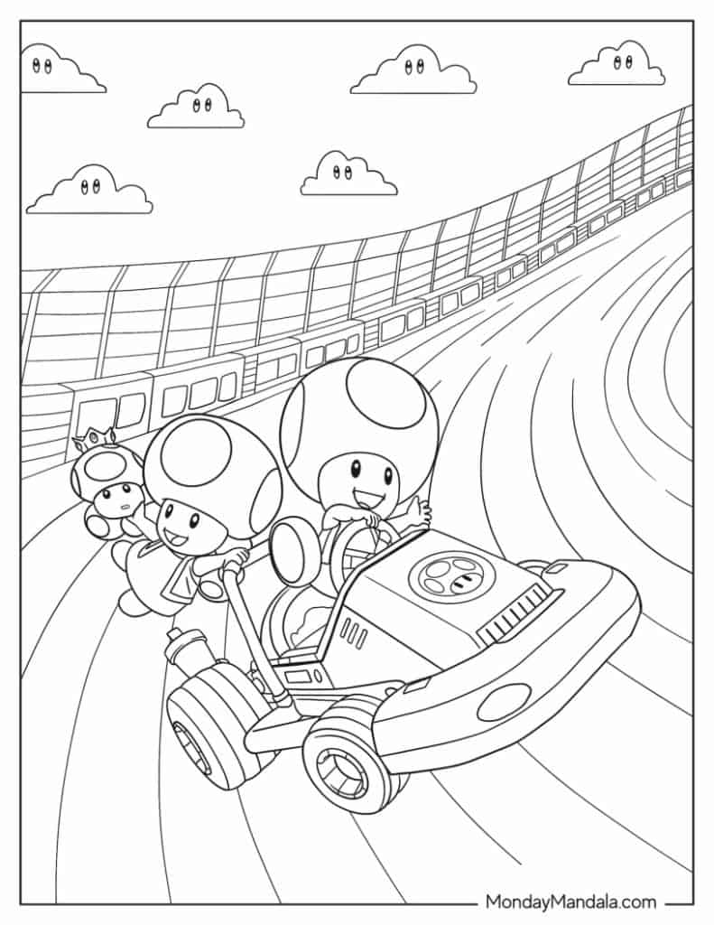 Mario kart coloring pages free pdf printables