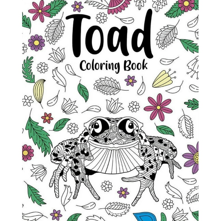 Toad coloring book stress relief animal picture zentangle toad amphibia coloring paperback