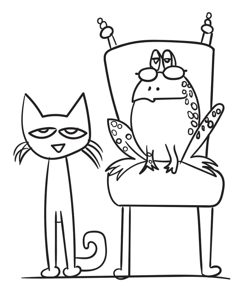 Pete the cat and grumpy toad coloring page