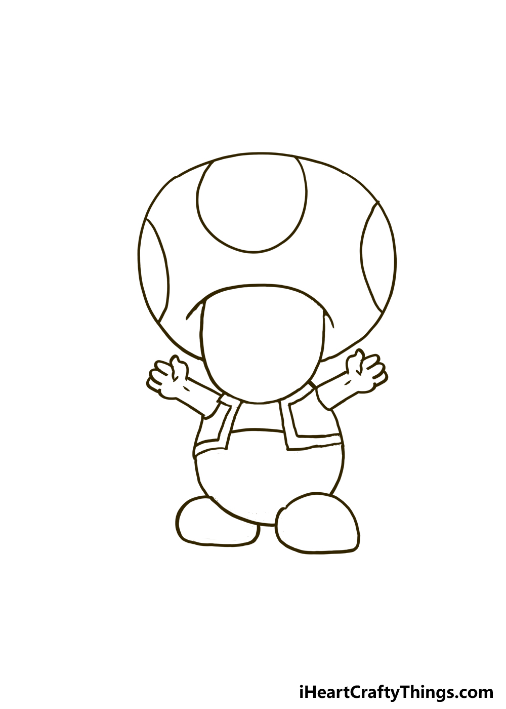 How to draw toad from mario step by step