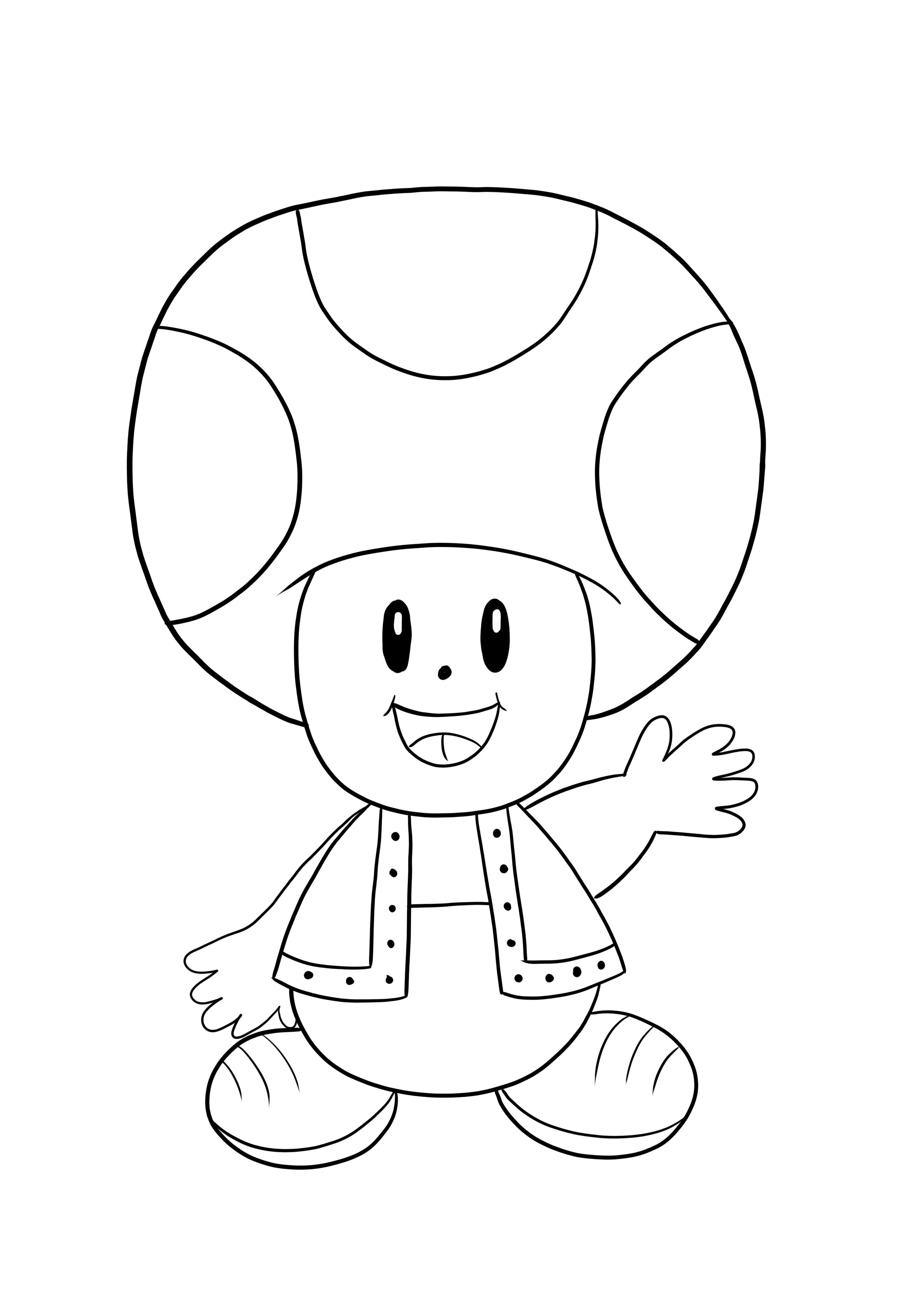 Toad from super mar video game to print and color for free