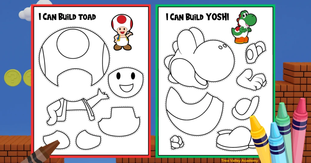Super mario coloring pages paper crafts