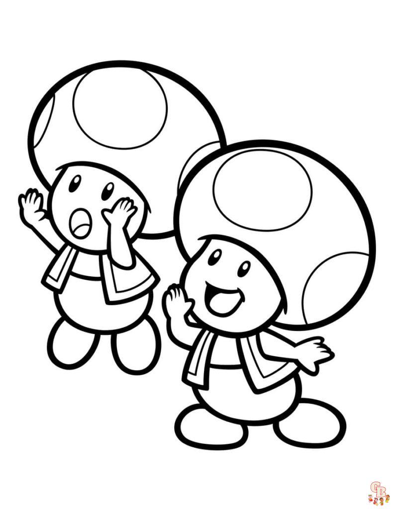 Fun and easy toad coloring pages for kids