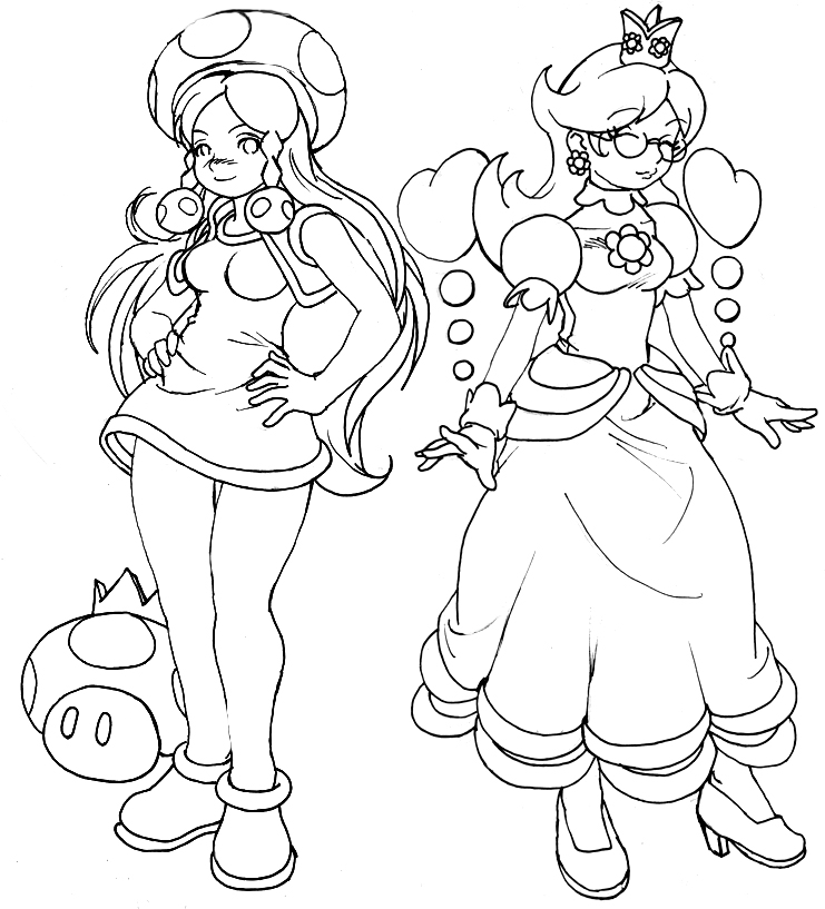 Toadette and daisy kinda by elazuls