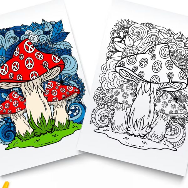 Mushroom coloring pages adult coloring book featuring magical mushrooms fungi and more for stress relief and relaxation for kdp etsy svg