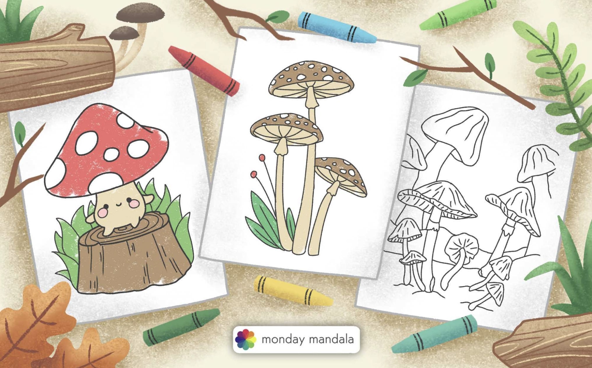 Mushroom coloring pages free pdf printables