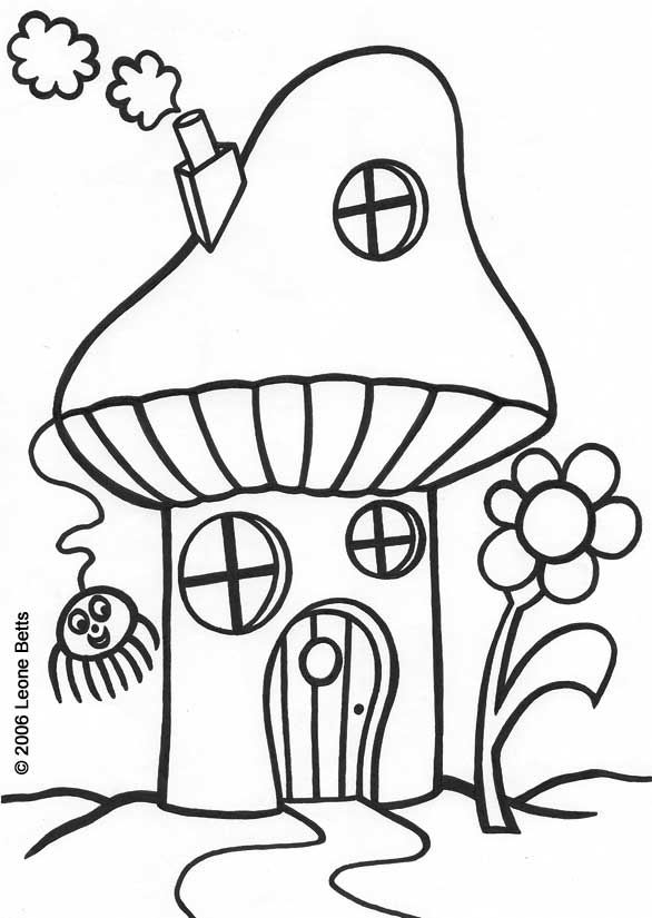 Free printable kids colouring toadstool house â leone annabella