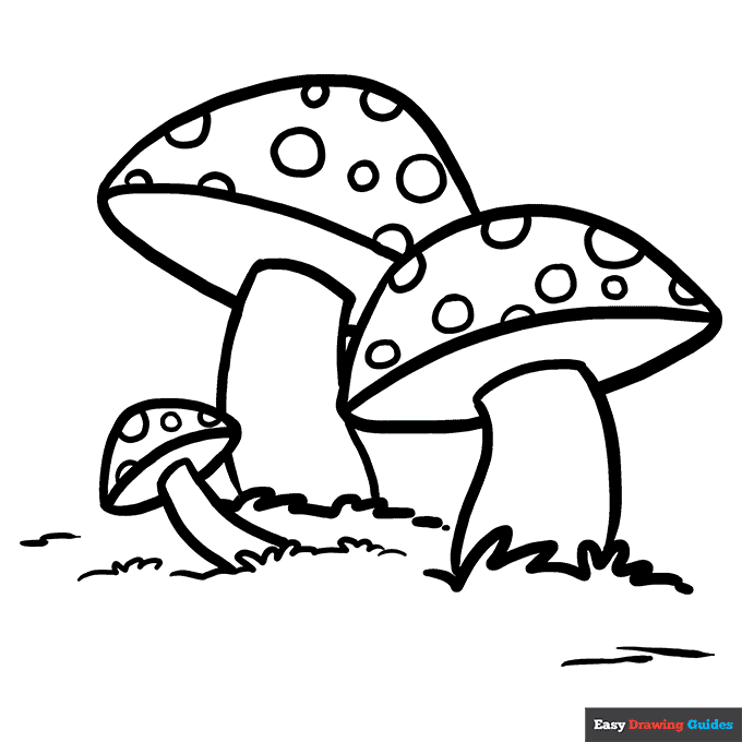 Mushroom coloring page easy drawing guides