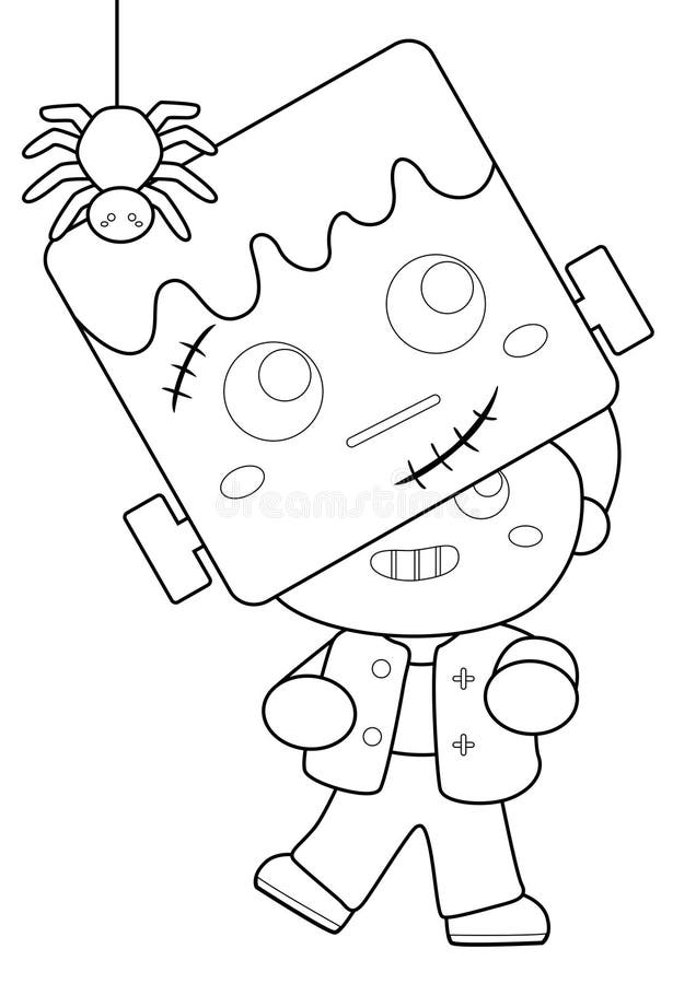 Halloween and kids coloring pages a for kids and adult stock illustration