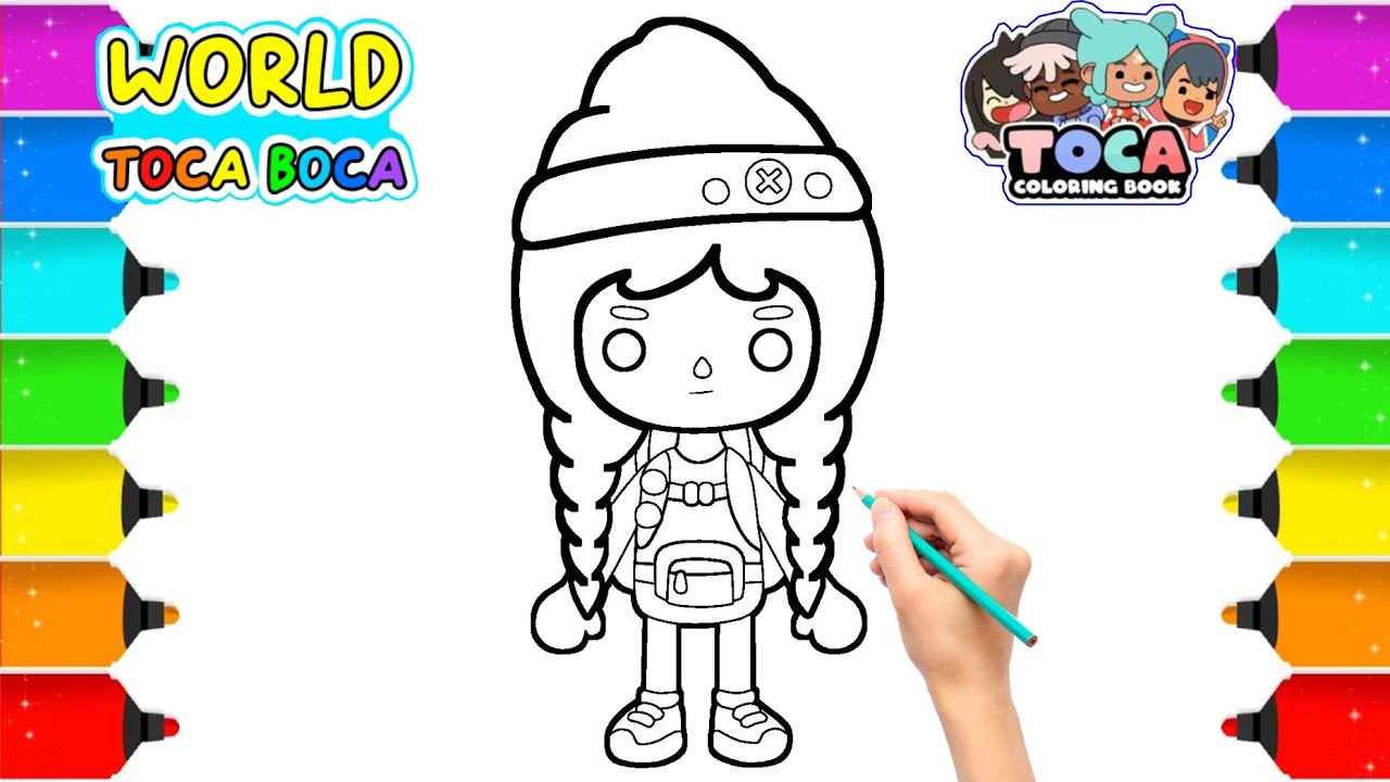 Drawing coloring toca boca cute girls caracter toca life world learn colors for kids toddlers