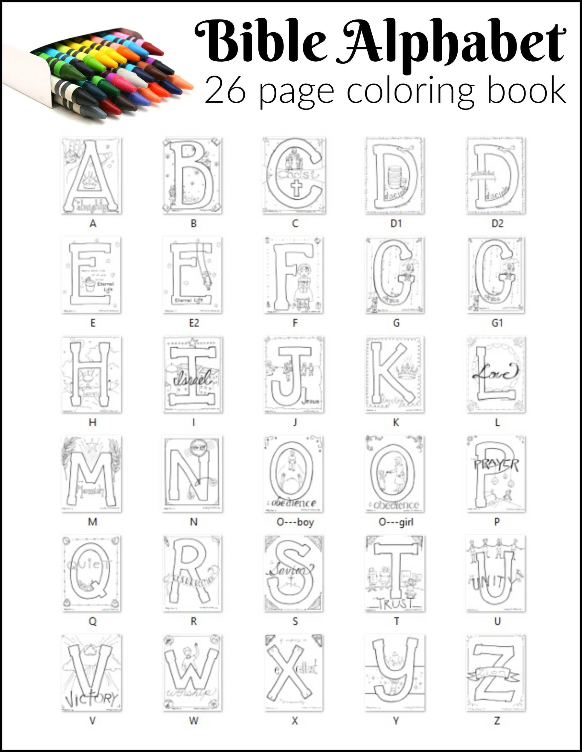 Bible alphabet coloring pages pages download only