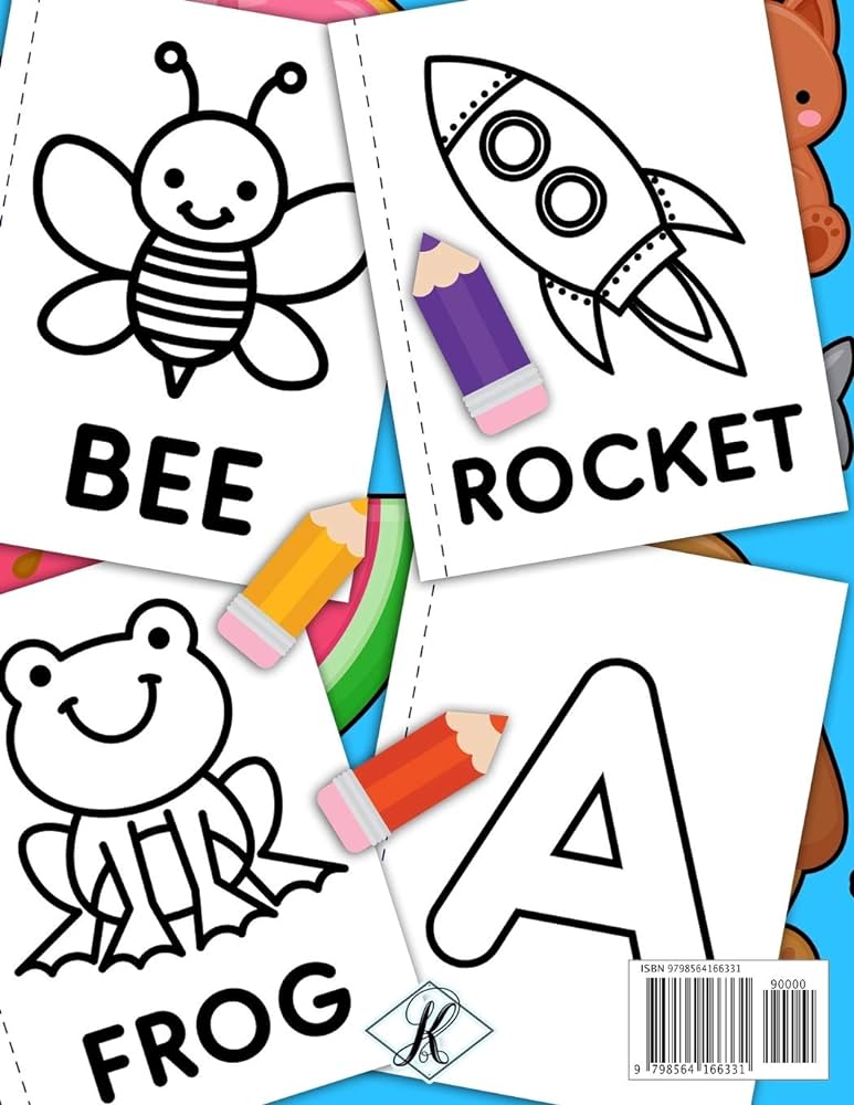 Abc big jumbo coloring book for toddlers an alphabet toddler coloring book with big large and simple outline picture coloring pages including animals fruits toys and more kid press kingsley corner