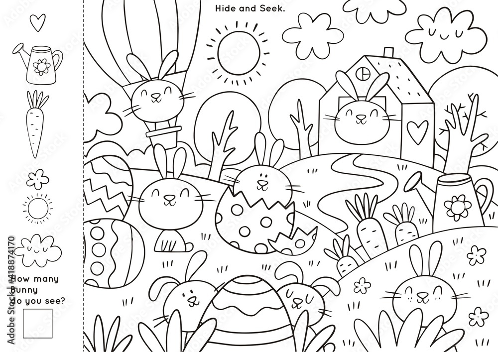 Easter coloring pages printable and worksheet easter activities for kids easter party easter games vector