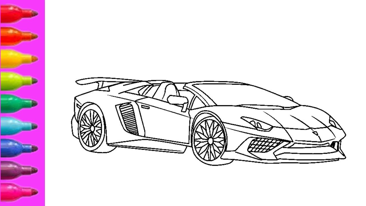 Lets draw and color lamborghini cars for kids and toddlers