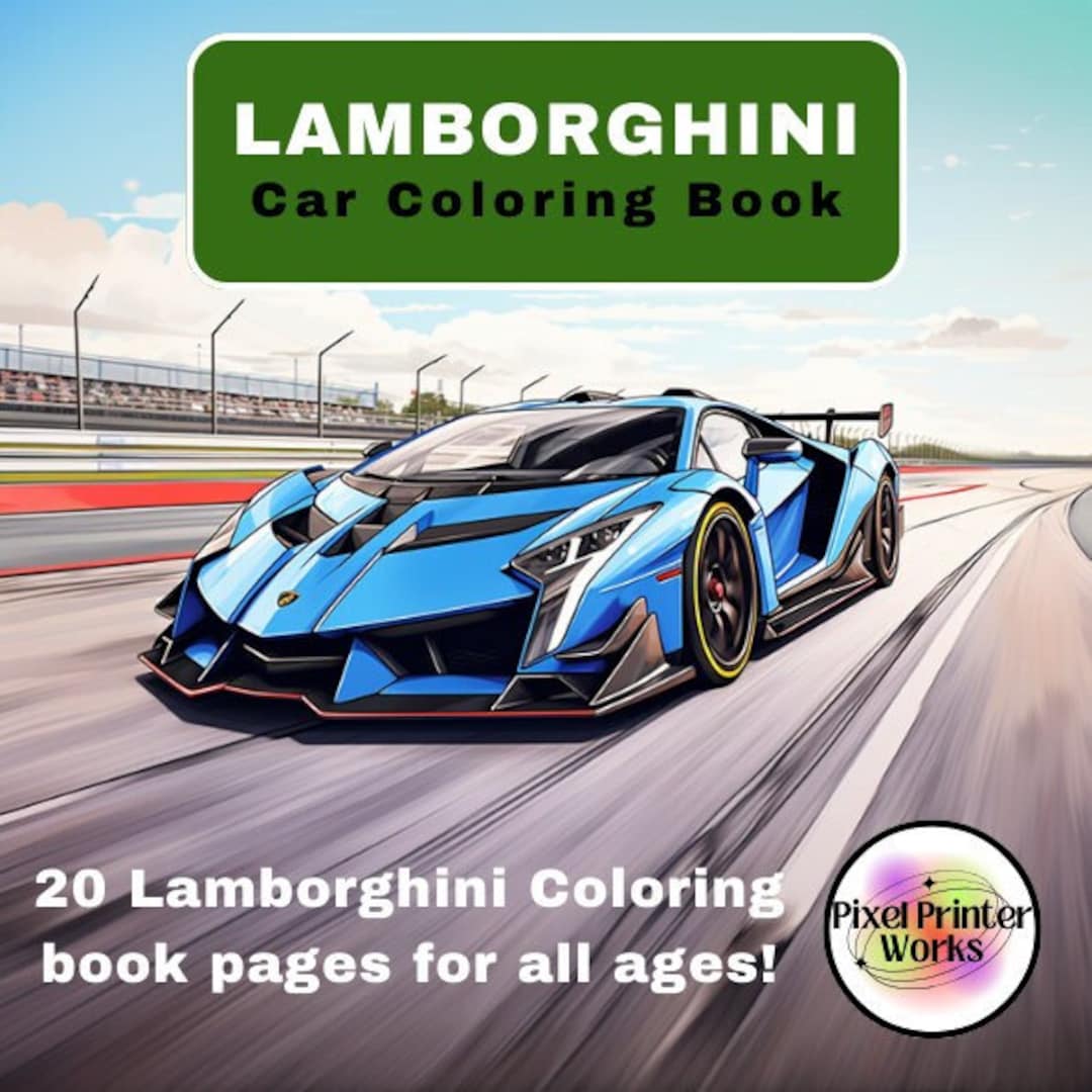 Lamborghini coloring book pages adults kids coloring book lamborghini car auto enthusiast coloring designs digital download instant download