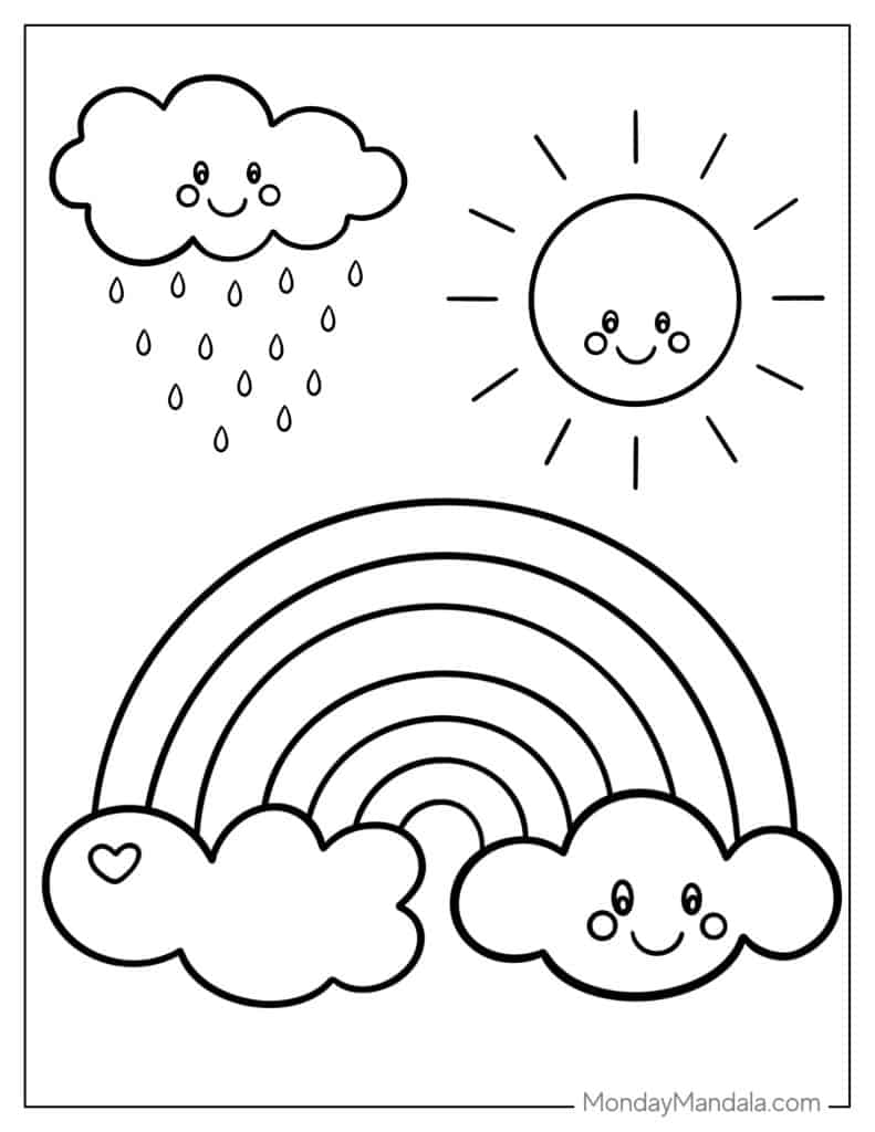 Rainbow coloring pages free pdf printables