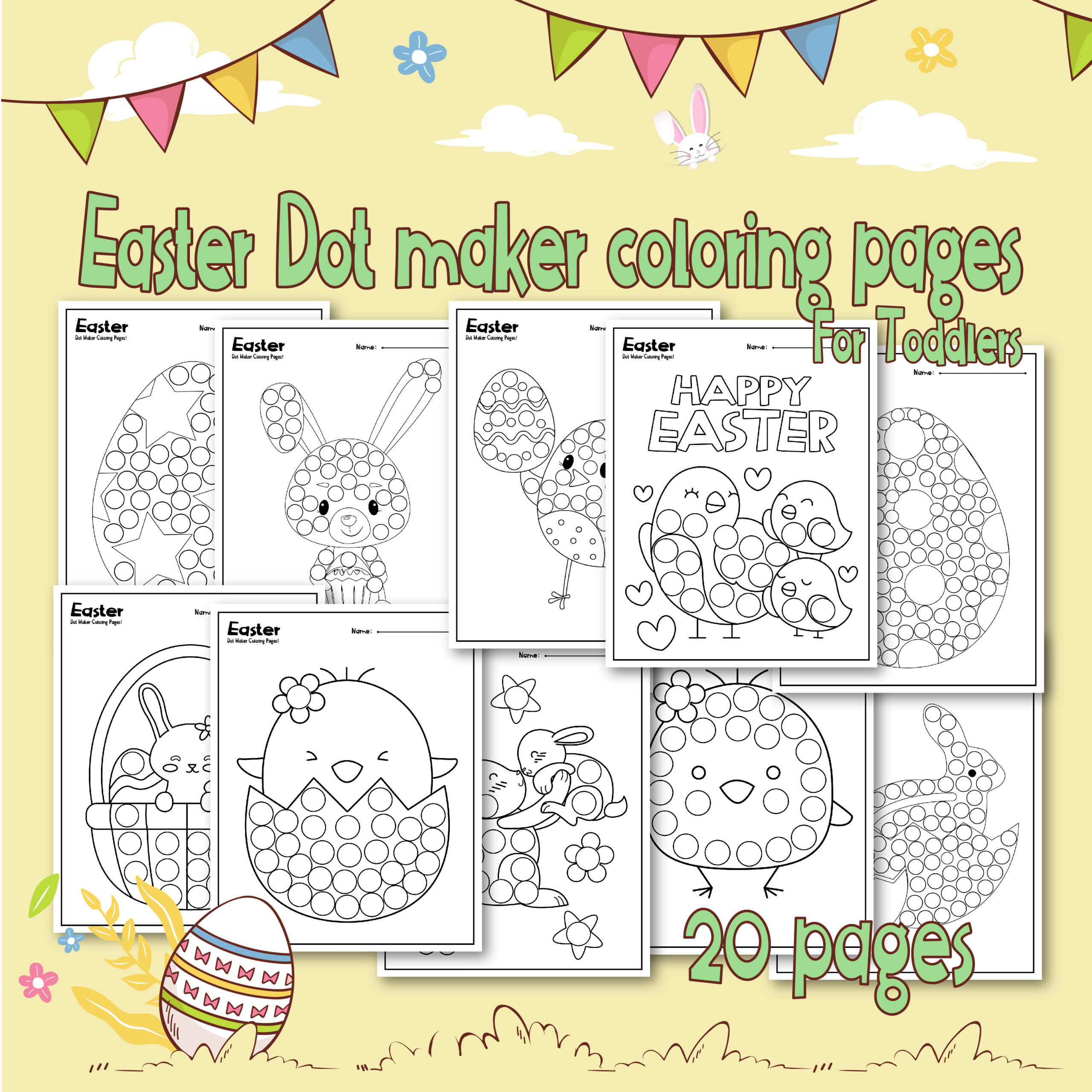 Easter dot maker coloring pages for toddlers made by teachers