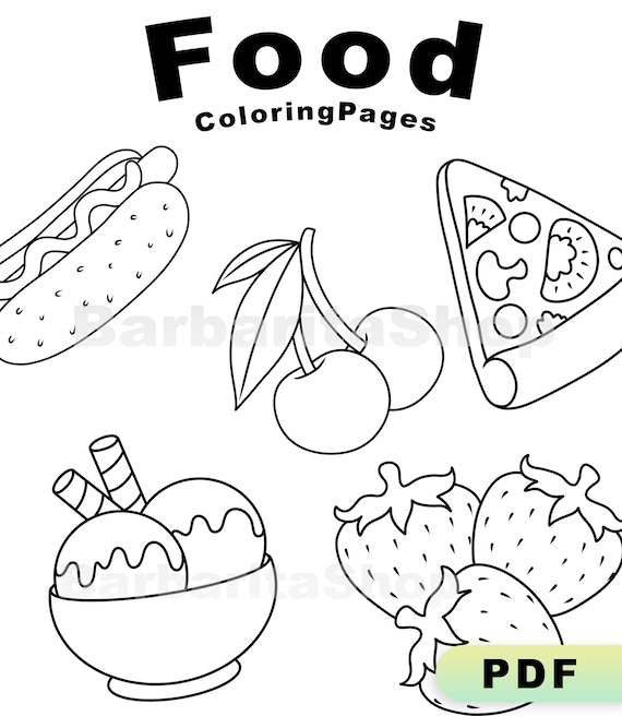Food coloring pages pizza coloring book burger coloring book cake coloring book pdf