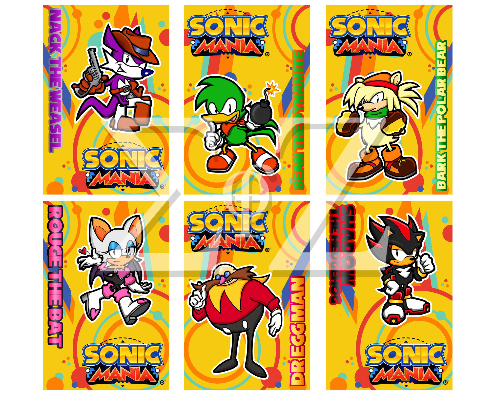 Sonic mania plus x inch glossy prints stylized characters sega