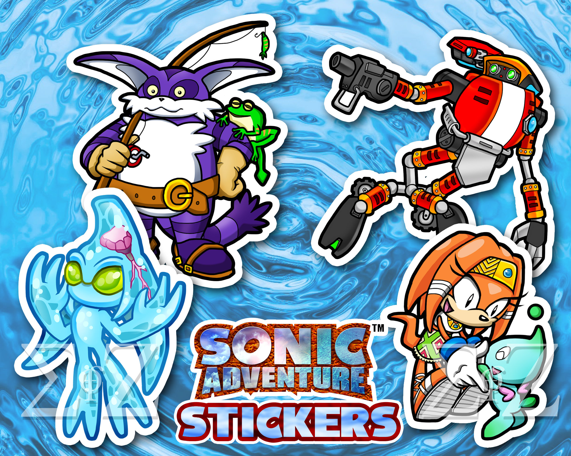 Sonic adventure stickers tikal the echidna chaos big the cat e