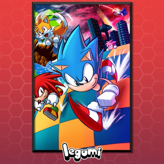 Sonic the hedgehog classic retro zone poster