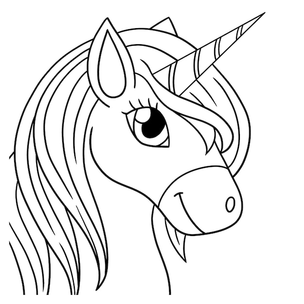 Premium vector unicorn head isolated coloring page for kids