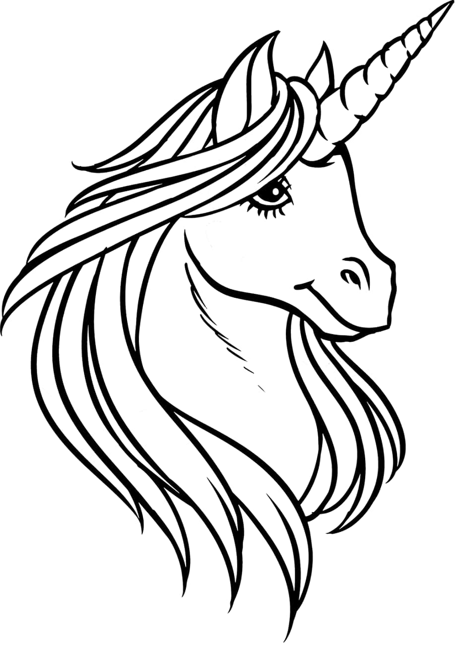 Download head of unicorn coloring picture