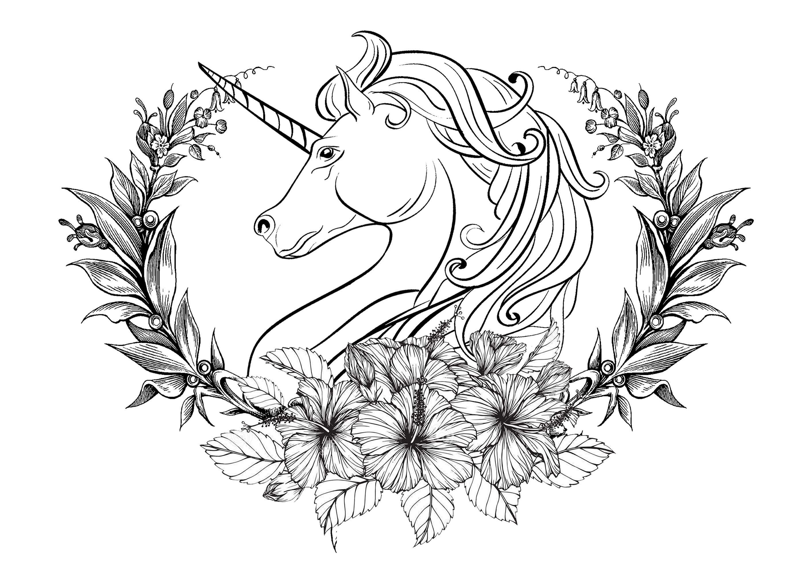 Unicorn and laurel wreath