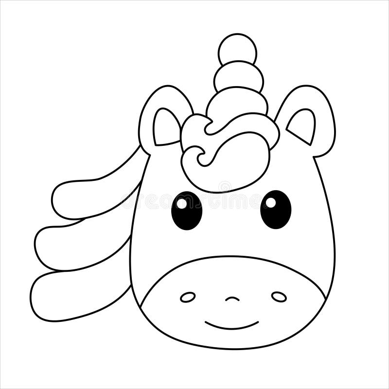 Cute unicorn head coloring page for children beautiful cartoon fairytale unicorn stock vector