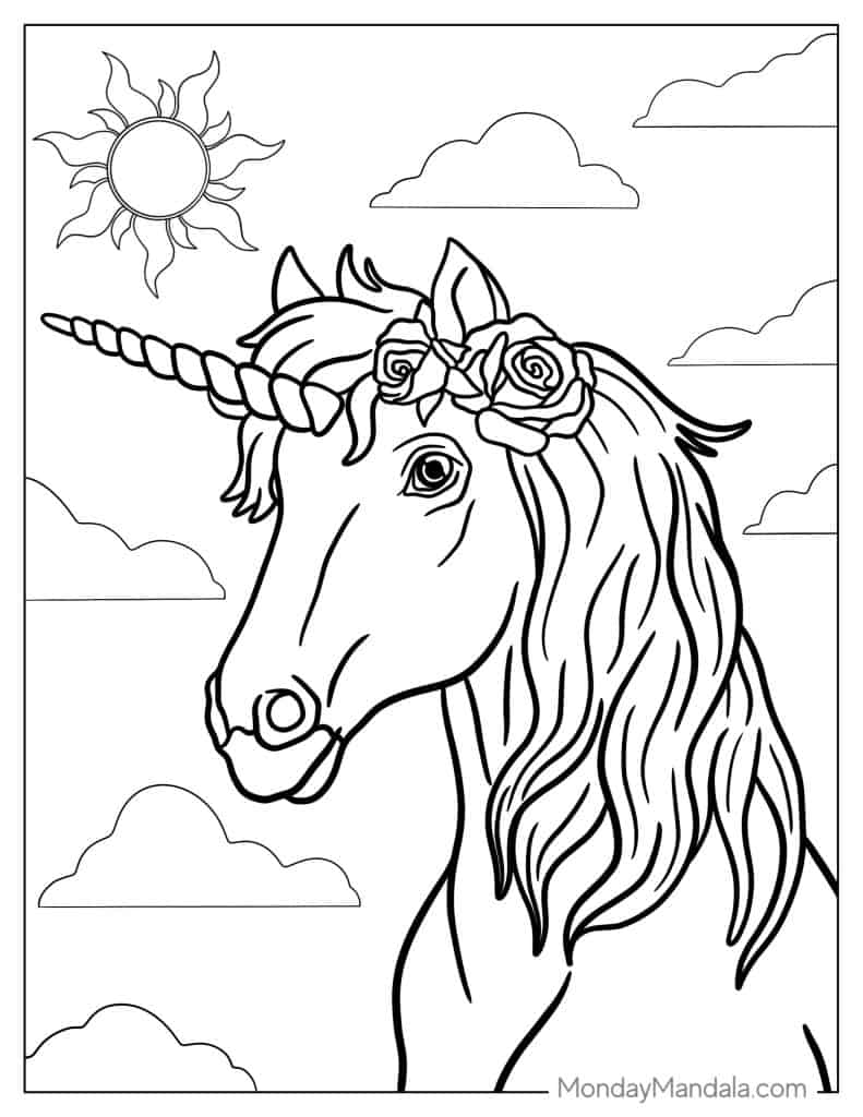 Unicorn coloring pages free pdf printables