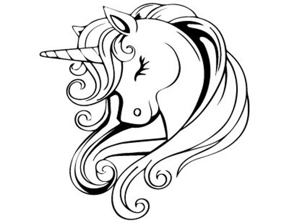 Unicorn head coloring page ii instant download