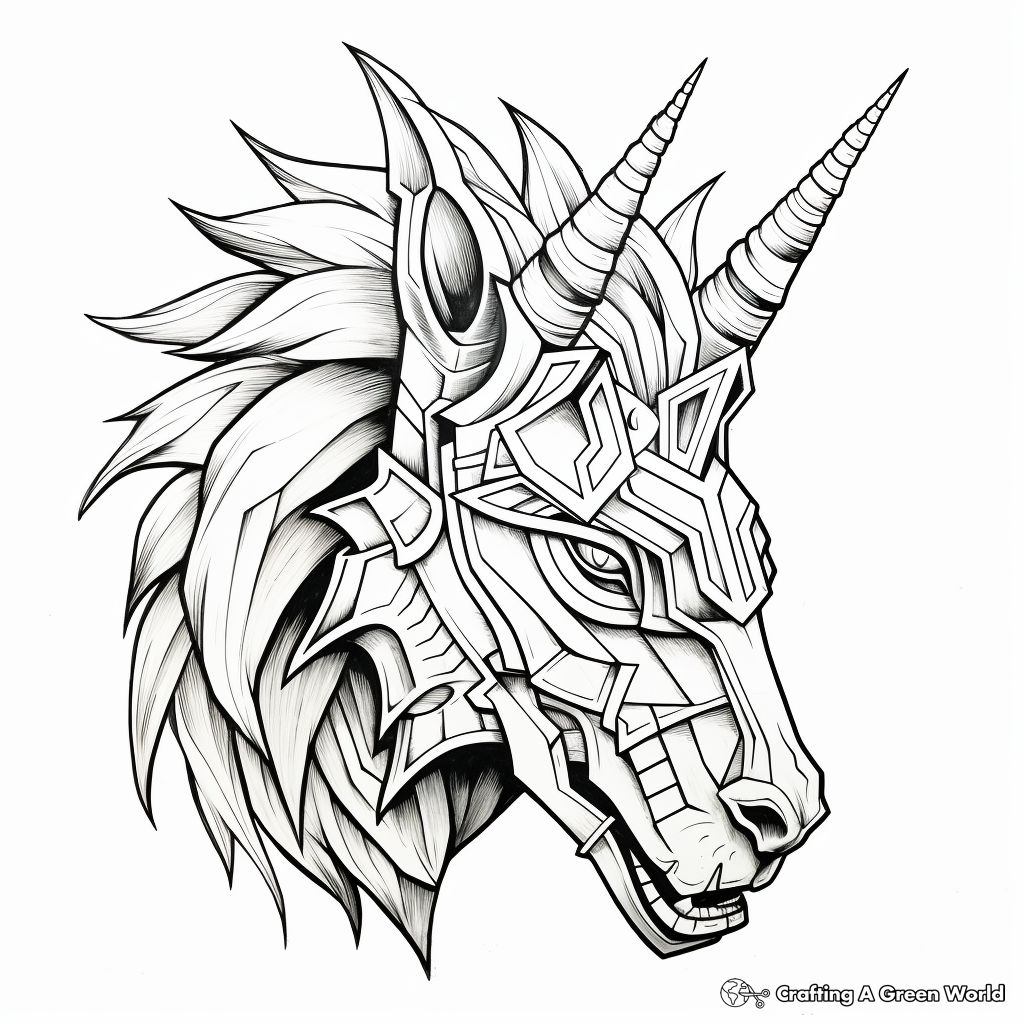 Unicorn head coloring pages