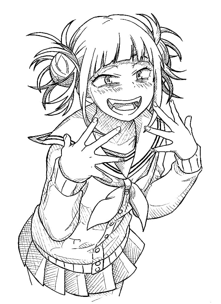 Toga himiko is smiling coloring page