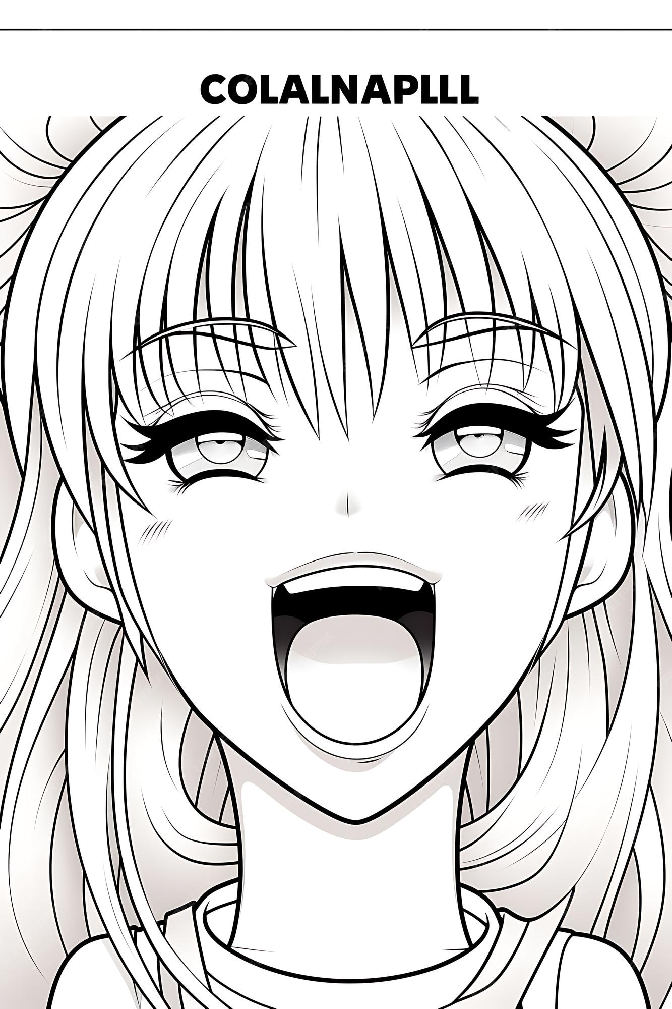 Premium vector anime coloring page