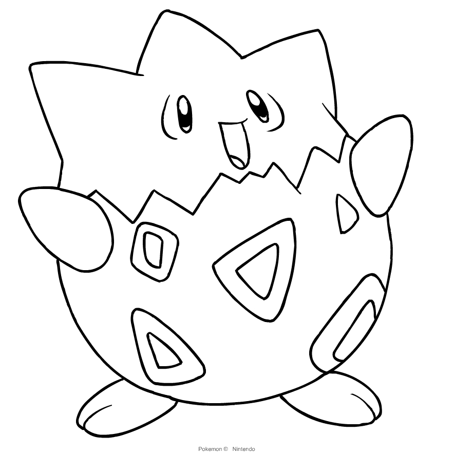 Togepi from the second generation of the pokãmon coloring page