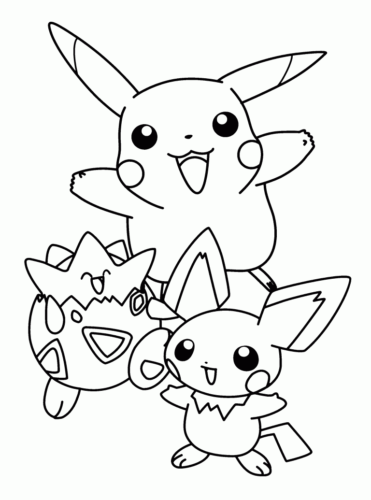 Pikachu togepi pichu pokemon coloring page