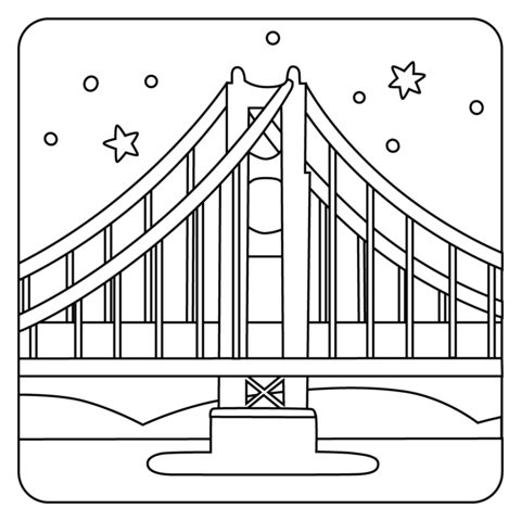 Bridge at night emoji coloring page free printable coloring pages