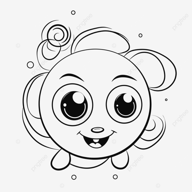 Cute angel with big eyes and big bubbles coloring page outline sketch drawing vector electron drawing electron outline electron sketch png and vector with transparent background for free download