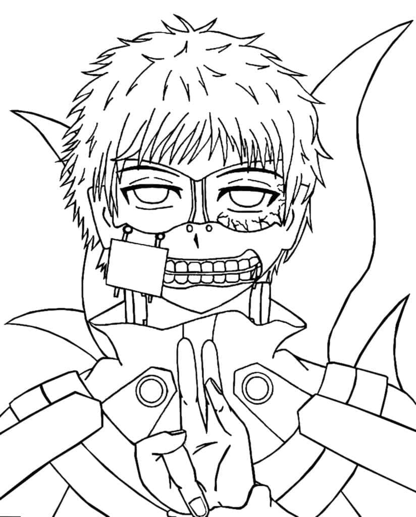 Kaneki ken in anime tokyo ghoul coloring page