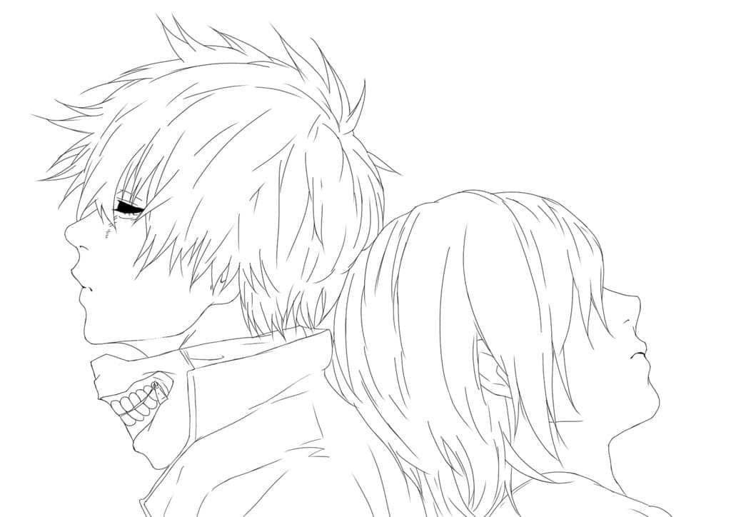 Anime tokyo ghoul coloring page