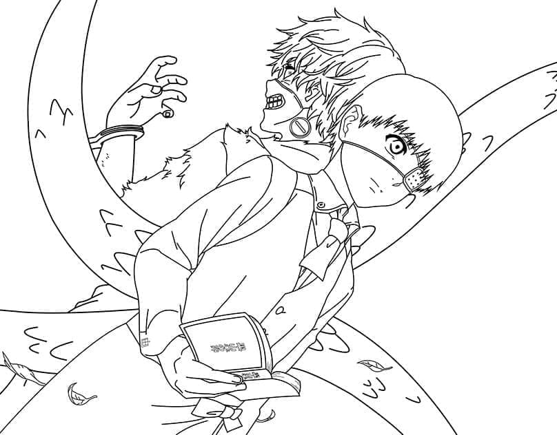 Kaneki ken from anime tokyo ghoul coloring page